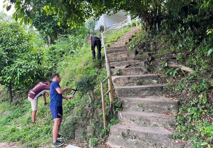 สภ.มายอ ร่วมทำความสะอาดและพัฒนาที่ตั้งหน่วย เพื่อปรับปรุงภูมิทัศน์